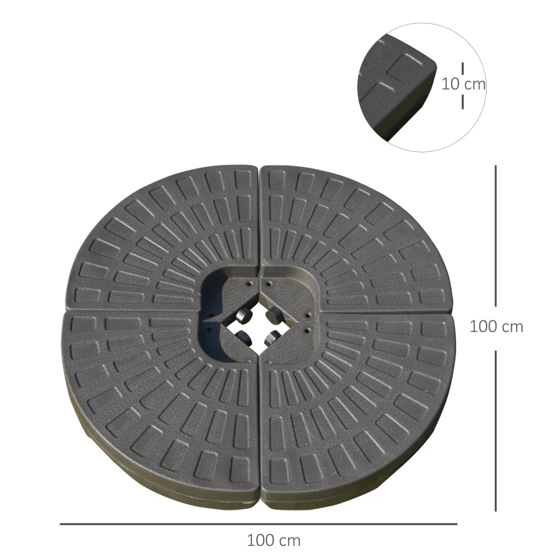 Outsunny Set 4 Bucati Suport Umbrela Descentralizata de Gradina cu Baza in Cruce