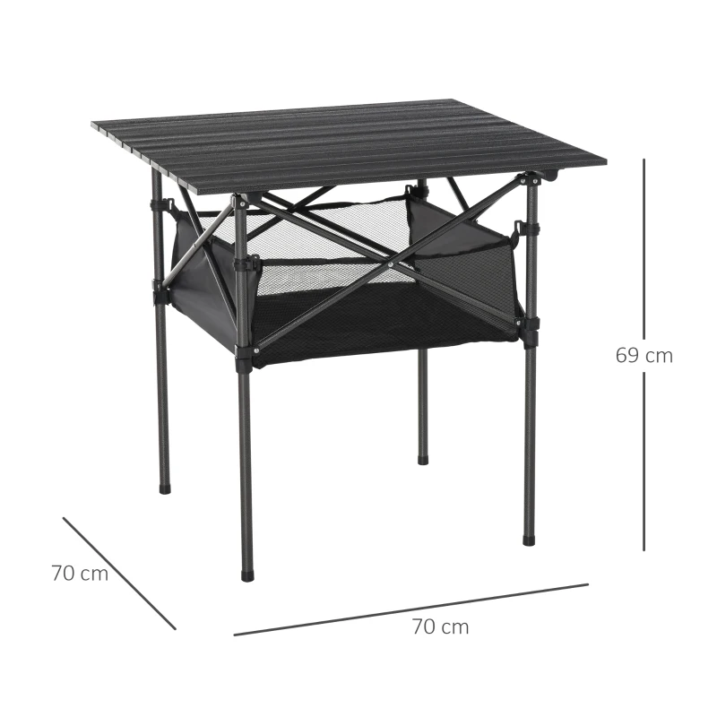 Outsunny Masa de Camping Pliabila si Rulabila Outunny cu Geanta de Calatorie neagra