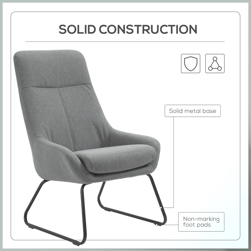 HOMCOM Set Fotoliu cu Pouf pentru picioare, Capitonate, din Metal si Tesatura Gri