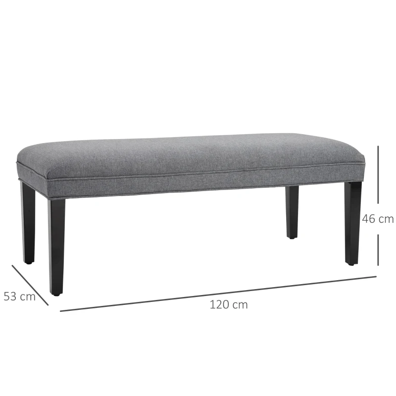 Homco Banca Captusita pentru Intern din Lemn cu Invelis din Lin Gri si Picioruse Antiderapante