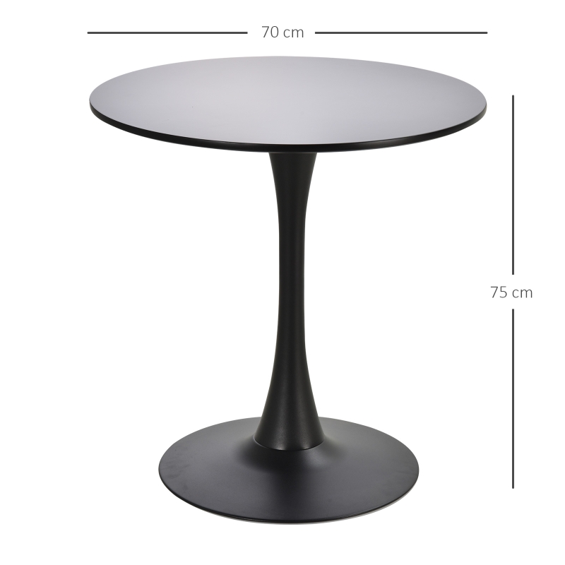 Homcom Masa de Cocktail Rotunda Minimal cu Baza din Meta Negru D70 x 73 cm