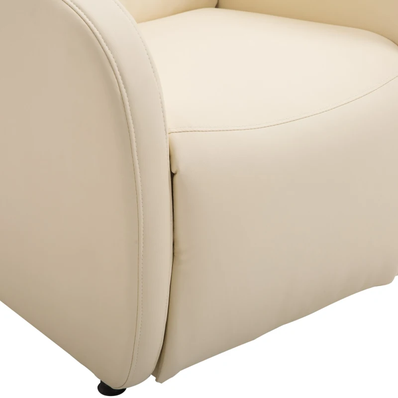 Homcom Fotoliu Relax con Spatar Rabatabil si Taburet  in Piele Ecologica Crem 67 × 89 × 110cm