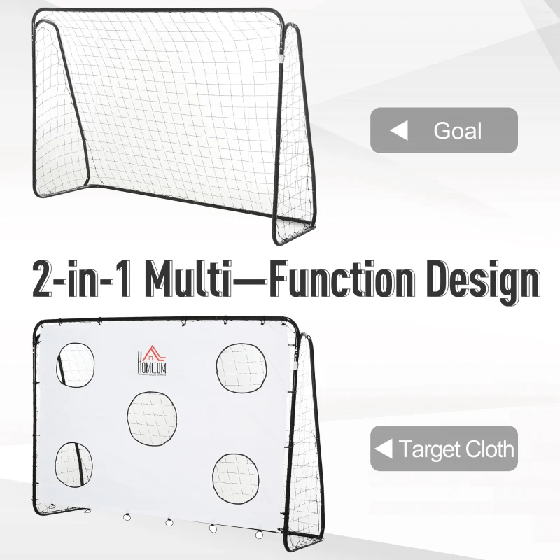 Homcom Poarta Fotbal Metalica – Alb/Negru cu Plasa Oxford