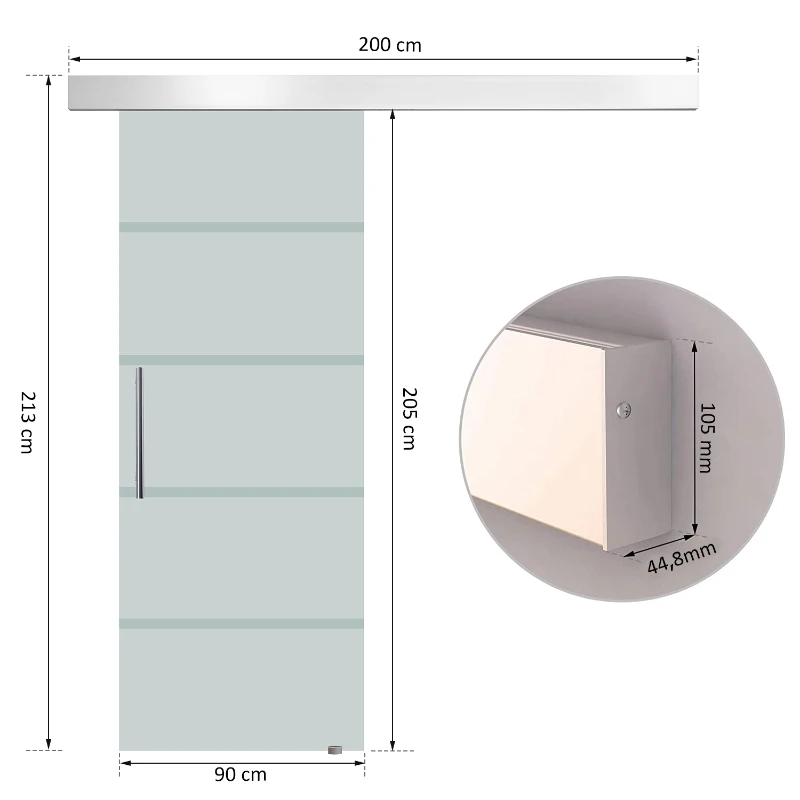 Homcom Usa Glisanta Sticla Temperata Satinata 90×205 cm(m-3)