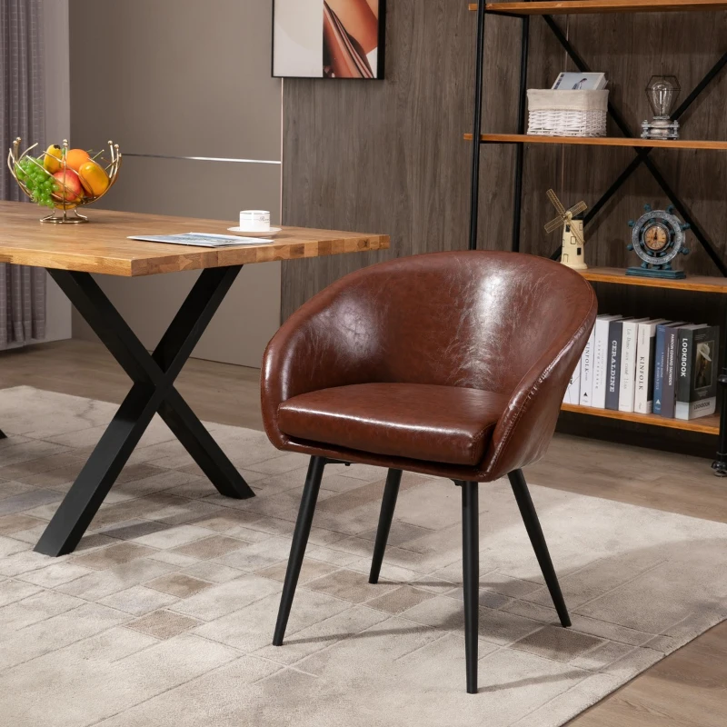 HomCom scaun vintage, piele sintetica, 61x58x74 cm, maro