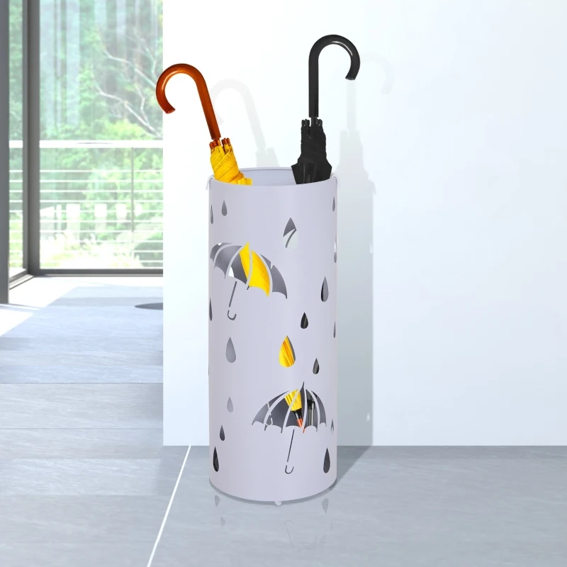 Homcom Suport pentru Umbrele in Metal cu Scurgere Gri Deschis