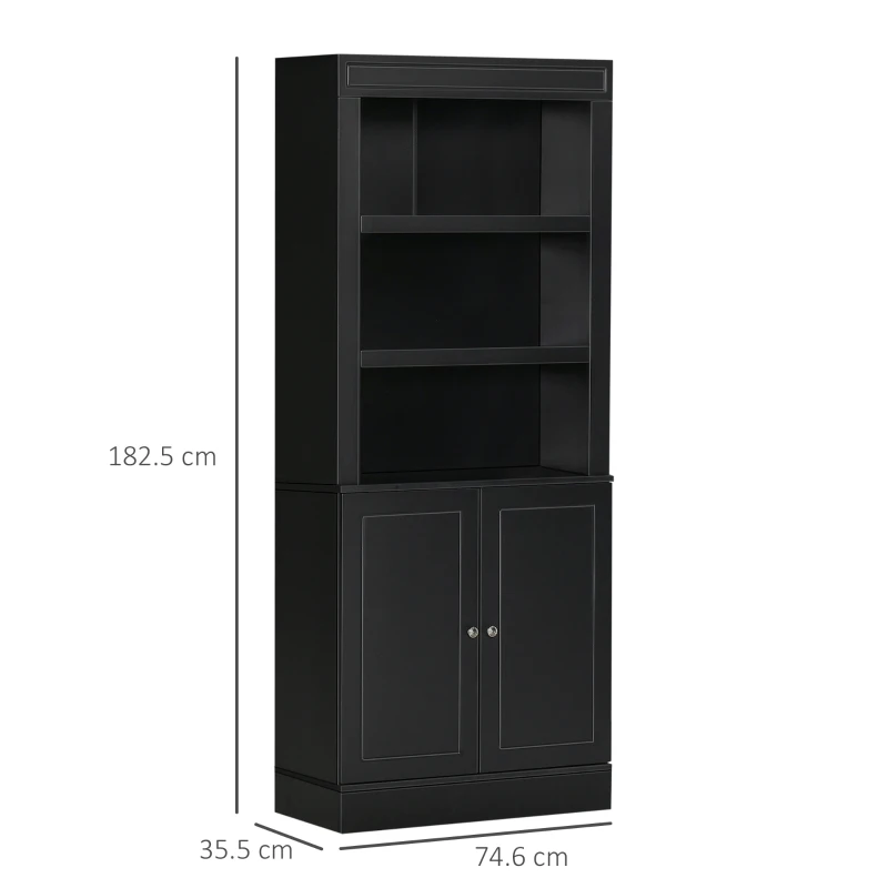 Bufet Bucatarie din Lemn HOMCOM cu Etajere si Dulapior 2 Usi cu Polite Reglabile, 74,6x35,5x182,5cm(m-3)