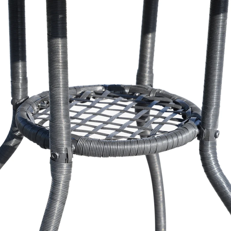 Outsunny Set 5 Mobiliere de Gradina in Rattan 4 Scaune Pliabile 1 Masuta in Sticla Securizata Monostrat, Negru