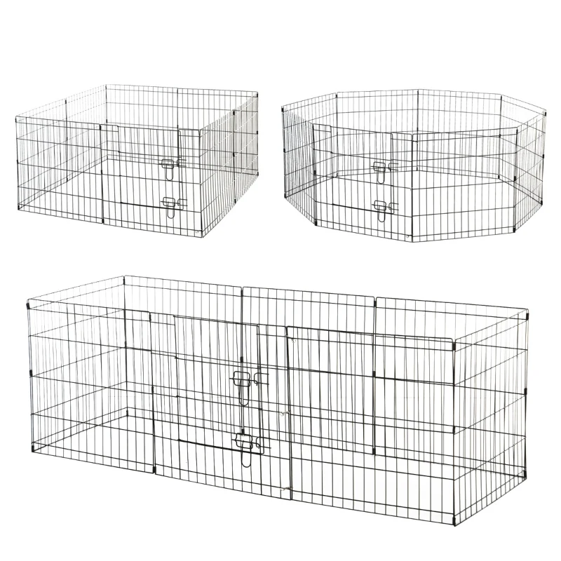 PawHut tarc tip plasa pentru animale, 8 bucati 61x61cm, negru