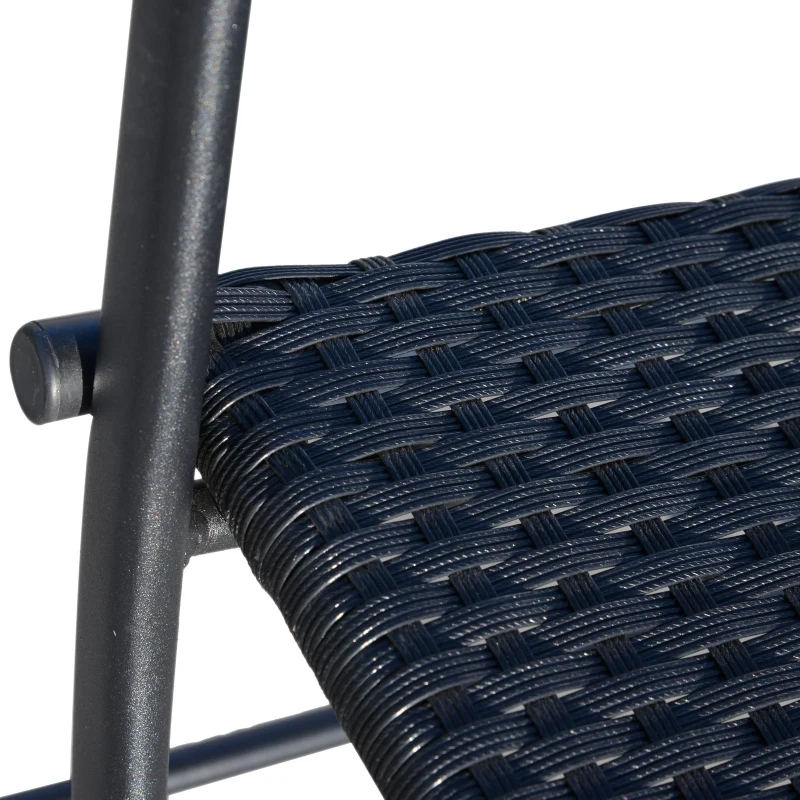 Outsunny Set 5 Mobiliere de Gradina in Rattan 4 Scaune Pliabile 1 Masuta in Sticla Securizata Monostrat, Negru