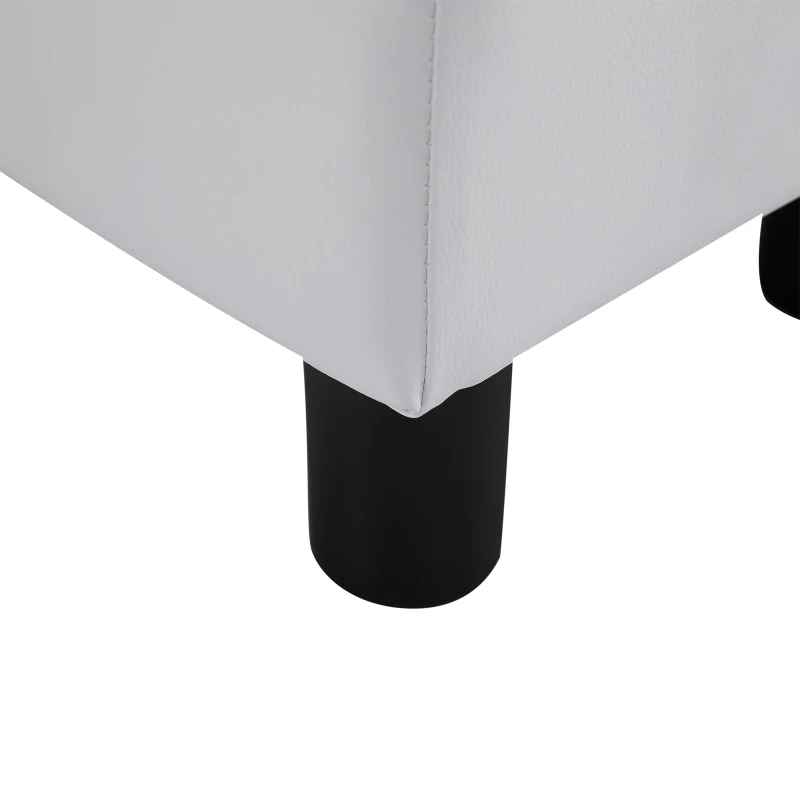 Taburet dreptunghiular HOMCOM captusit si imbracat in piele artificiala alba