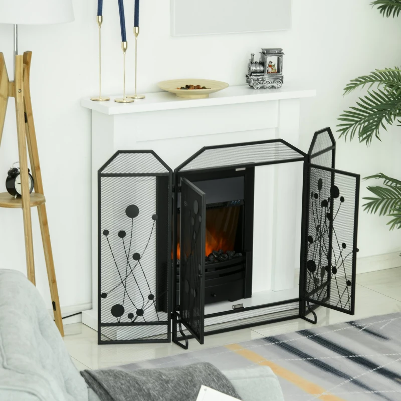 HOMCOM Paravan antiscantei pentru semineu, pliabil, usa magnetica 125 x 80cm