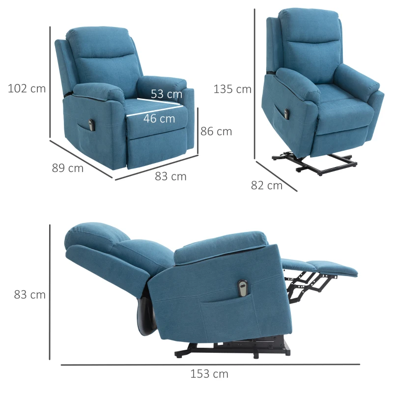 HOMCOM elektrische fauteuil met opstahulp 83 cm x 89 cm x 102 cm