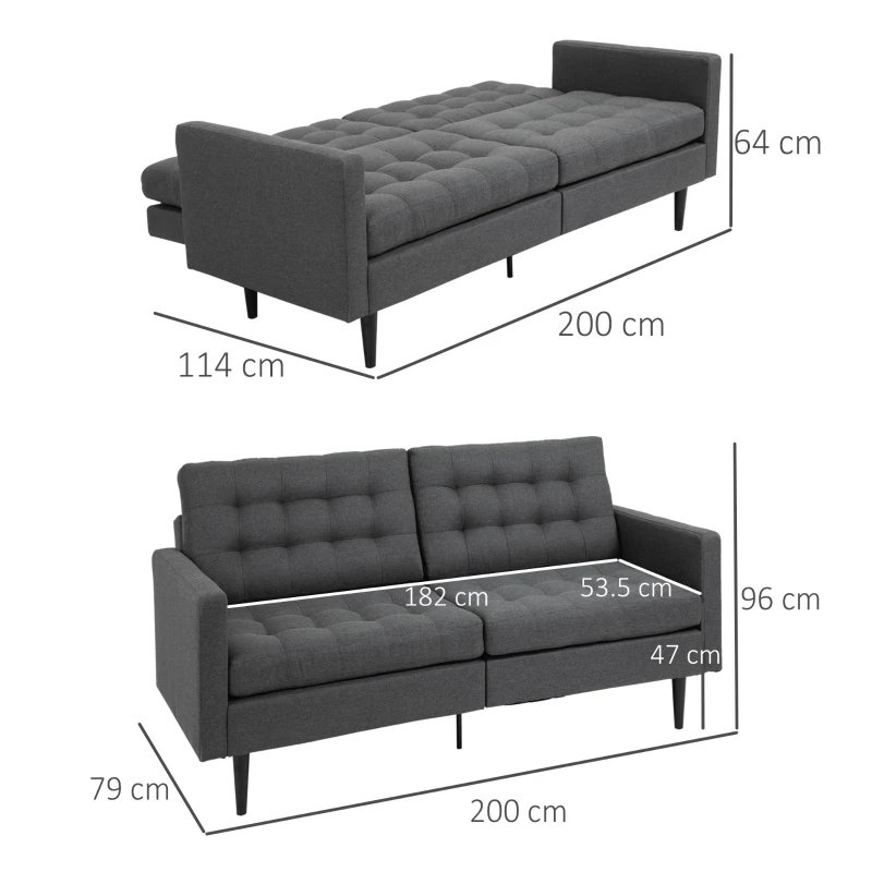 HomCom canapea extensibila cu spatar reglabil, 200x79x96 cm