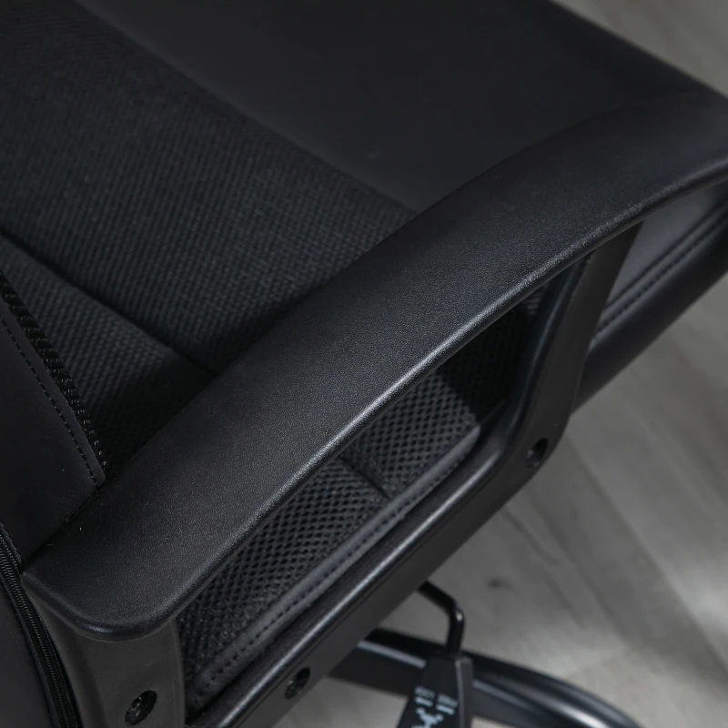 Vinsetto Fotoliu de birou captusit cu inaltime ajustabila, rabatabil cu 5 roti negru