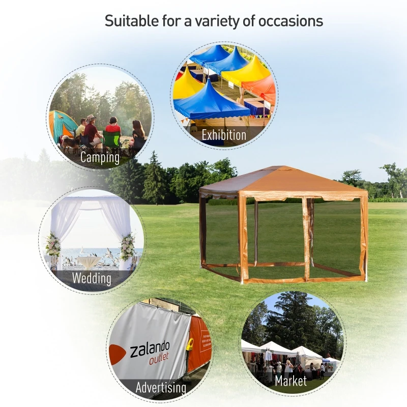 Outsunny Cort pentru Foișor Pliant cu Plasa de tantari din Metal si PE