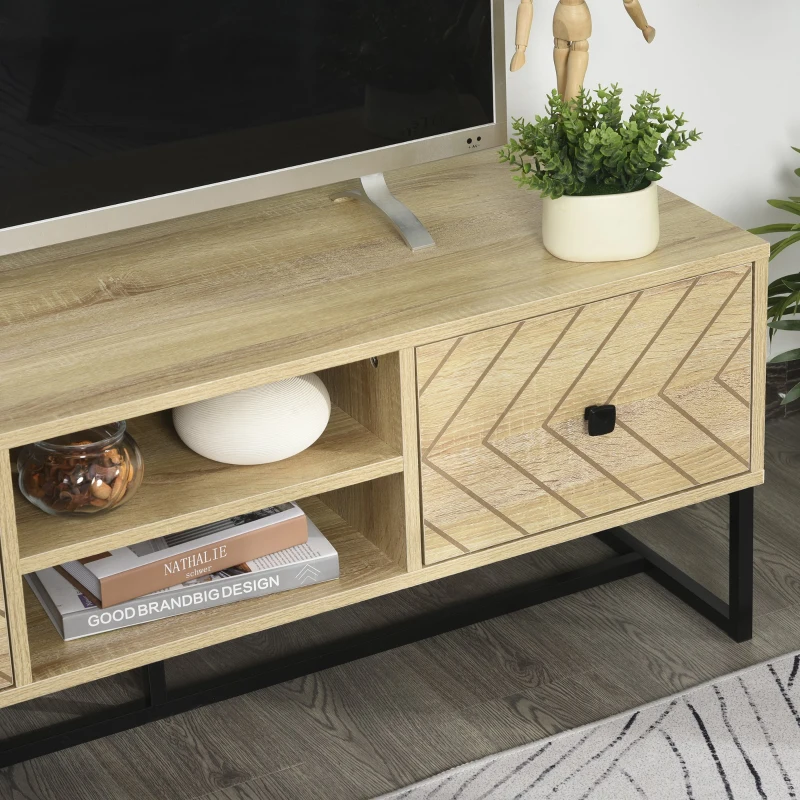 HOMCOM Mobilier pentru TV 2 sertare 2 rafturi pentru sufragerie culoare lemn 120 x 39 x44.5cm