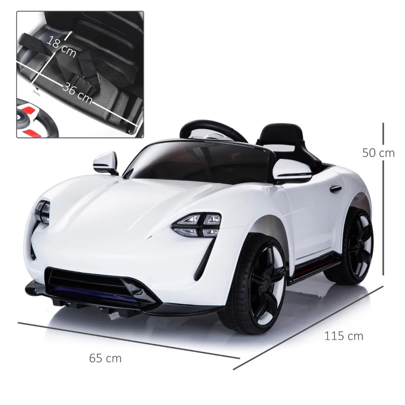 Homcom Masinuta Electrica Telecomandata cu Lumini si Sunete Alb