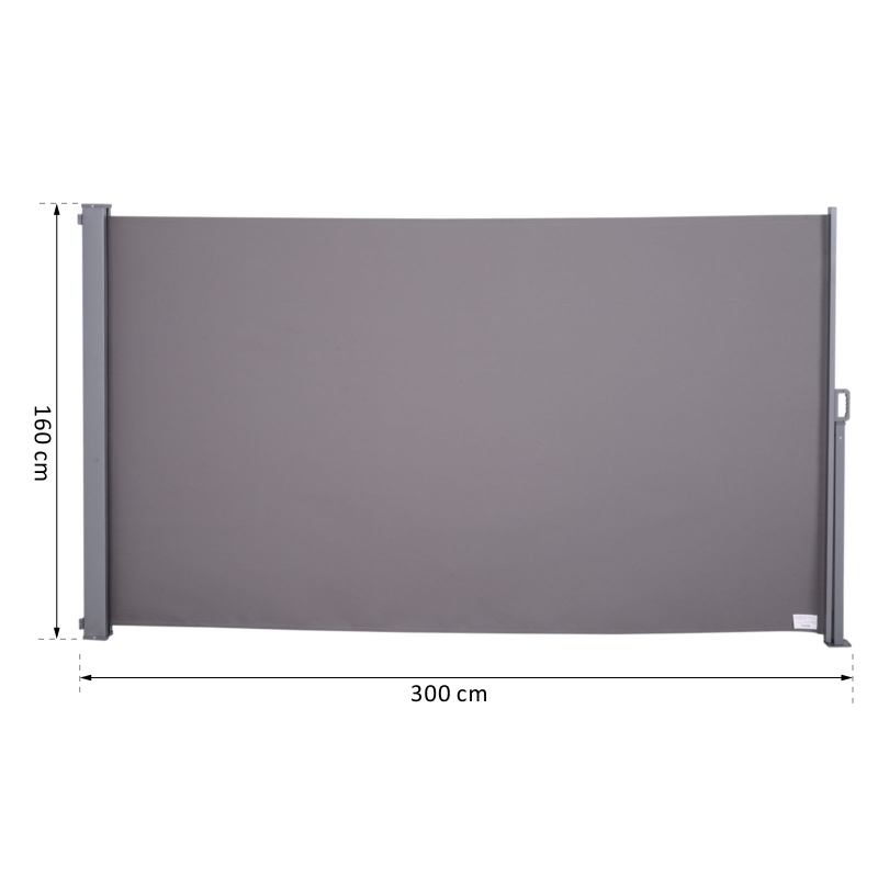 Outsunny Copertina de Soare Laterala Tip Rulou Protectie impotriva Vantului / Privacy 3x1,6m Gri