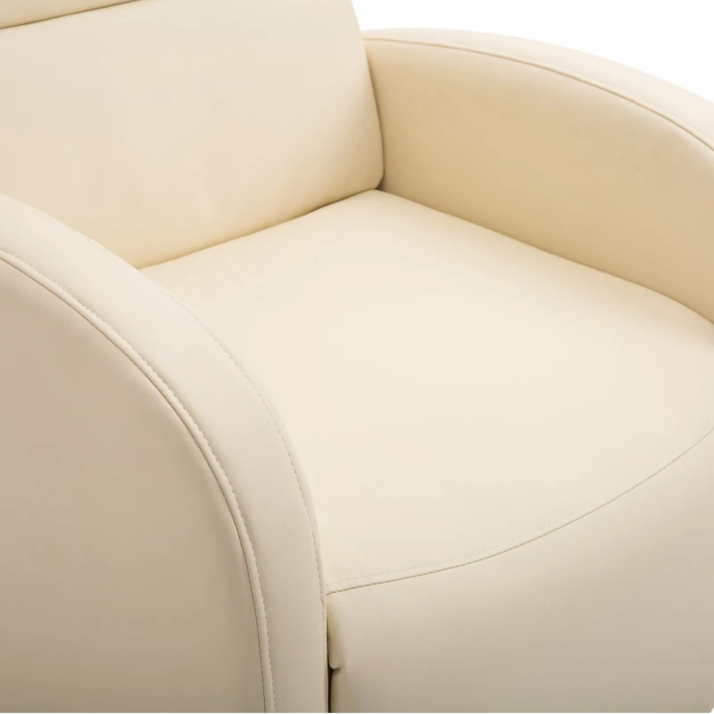 Homcom Fotoliu Relax con Spatar Rabatabil si Taburet  in Piele Ecologica Crem 67 × 89 × 110cm