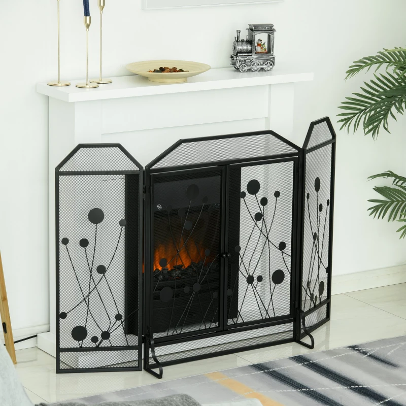 HOMCOM Paravan antiscantei pentru semineu, pliabil, usa magnetica 125 x 80cm
