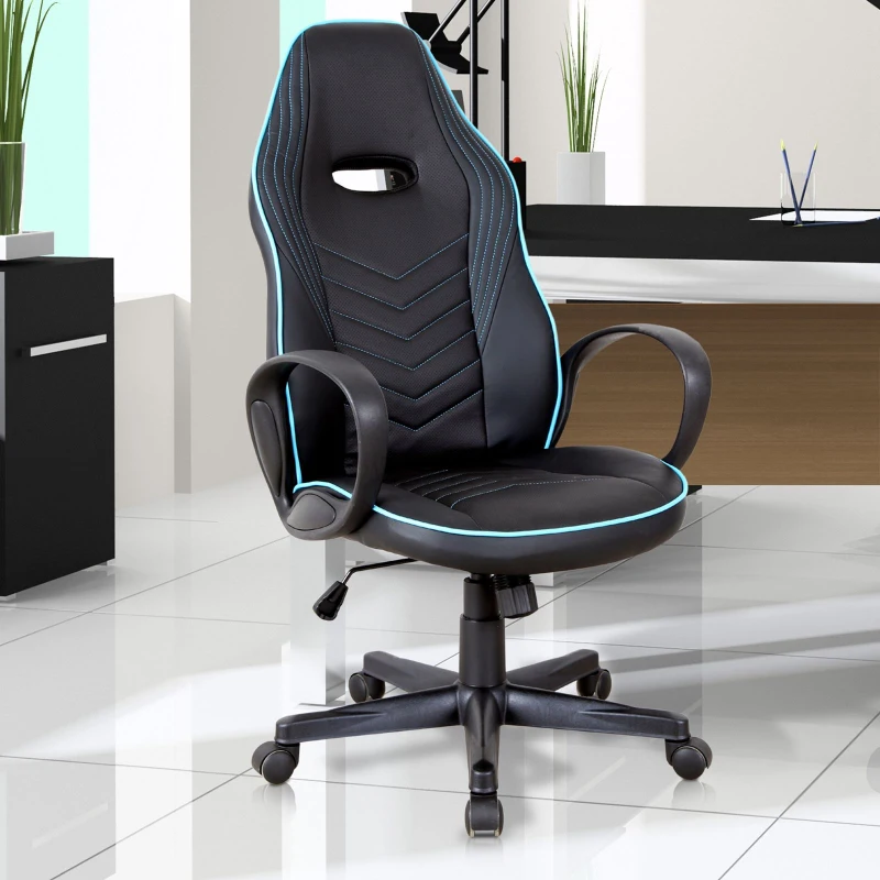 Vinsetto Fotoliu de Birou cu Invelis in Piele PU Premium Design Ergonomic Negru si Albastru
