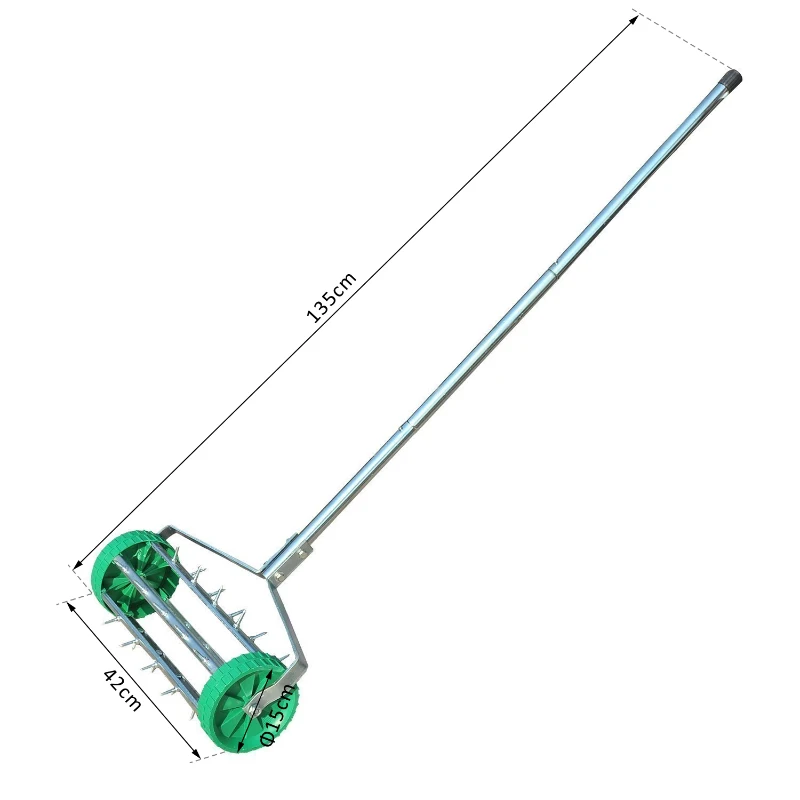 Outsunny Rastrello Scarificatore da Giardino con Ruote, 135x42x15cm