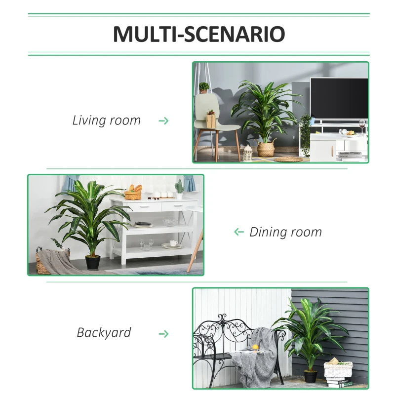 Outsunny Planta artificiala Dracaena, Interior/Exterior, Diametru 18 x 110cm, Verde