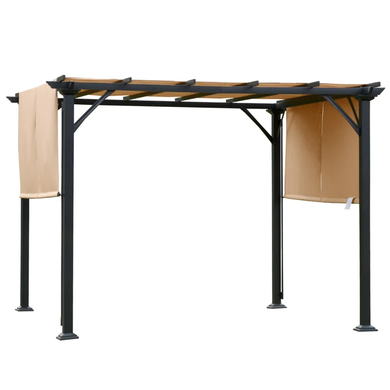 Outsunny Pergola Foisor de Gradina in Otel cu perdea reglabila 305x305x220cm