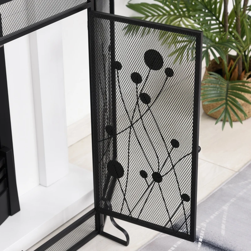 HOMCOM Paravan antiscantei pentru semineu, pliabil, usa magnetica 125 x 80cm