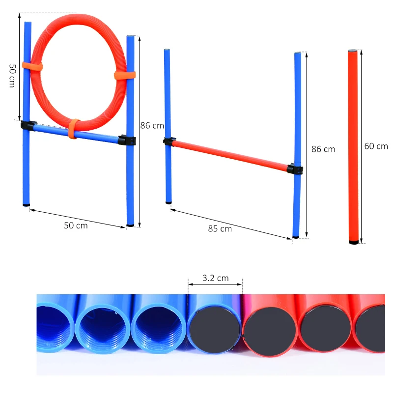 PawHut Set Agility Dog Dresaj Caini, Obstacole si Slalom, Geanta de Transport