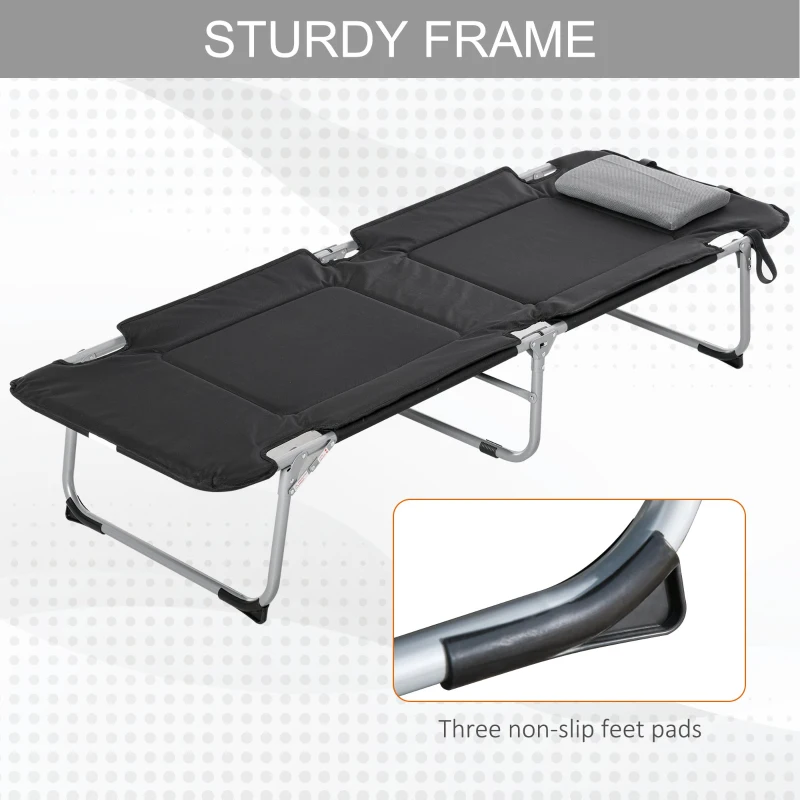 Outsunny Pat de Camping Pliabil si Captusit – Design Negru, Usor & Confortabil