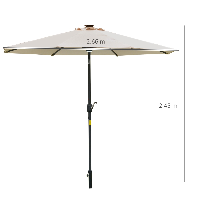 Outsunny umbrela de gradina cu leduri, Φ266x245cm, crem