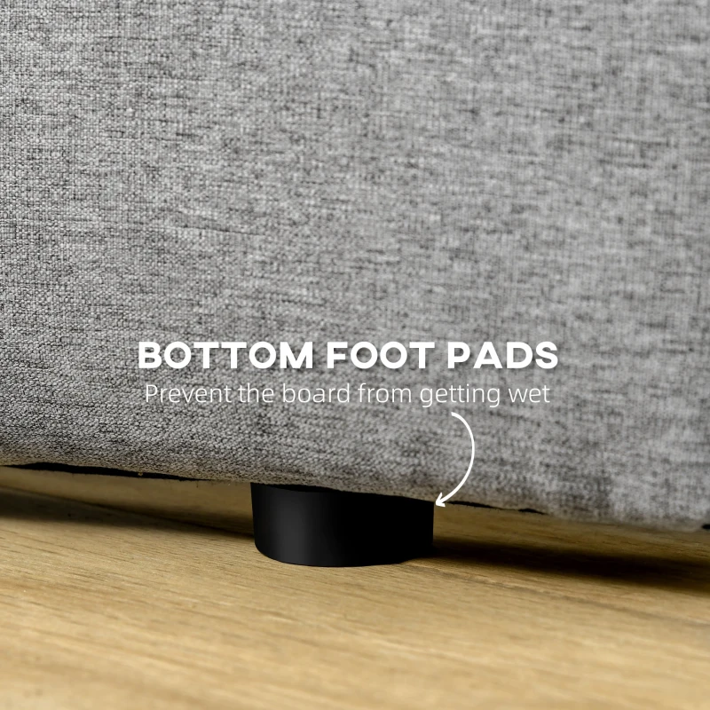 HOMCOM Tablie pat matrimonial din material textil, tapitata si brodata cu nasturi, 160x120cm – gri