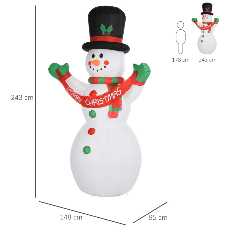 HOMCOM Om de zapada gonflabil de 243 cm cu 3 lumini LED interioare banner impermeabil IP44