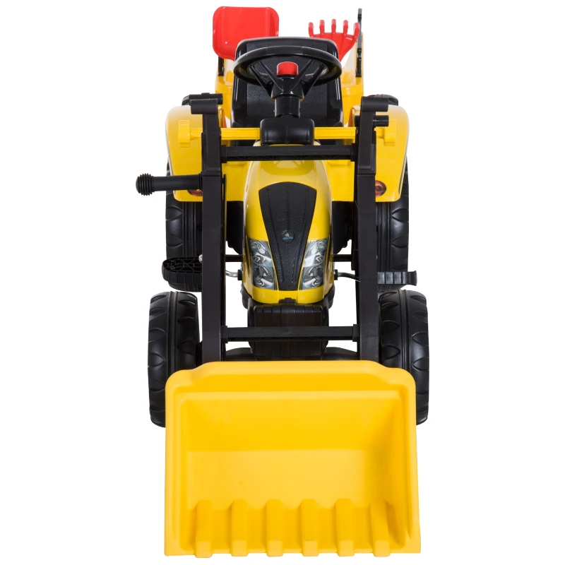 HomCom excavator cu pedale si remorca, 167x41x52cm, galben