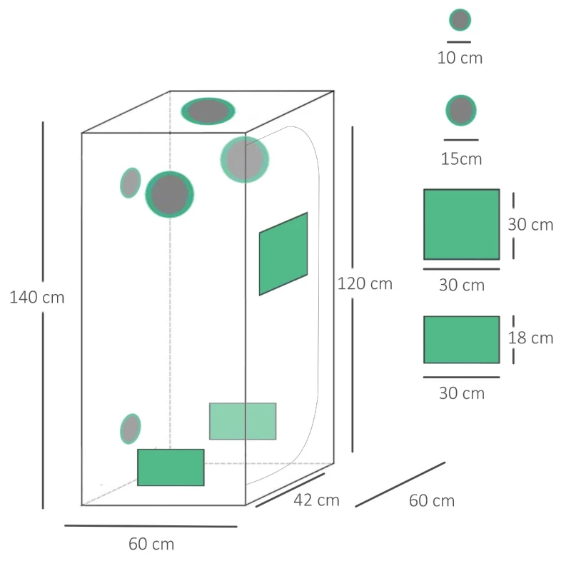 Outsunny Cort Cultivare Hidroponica 60×60×140 cm – Grow Tent Compact