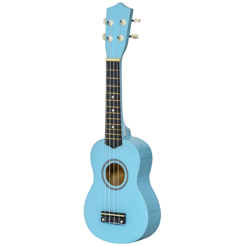 HOMCOM Ukulele Sopran de 53 cm din Lemn 4 Corzi din Nylon Accesorii Incluse Albastru