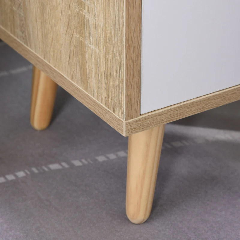 HOMCOM Noptiera Economie Spatiu Mobilier cu Sertar si Raft in Lemn 37x30x48cm - Stejar / alb