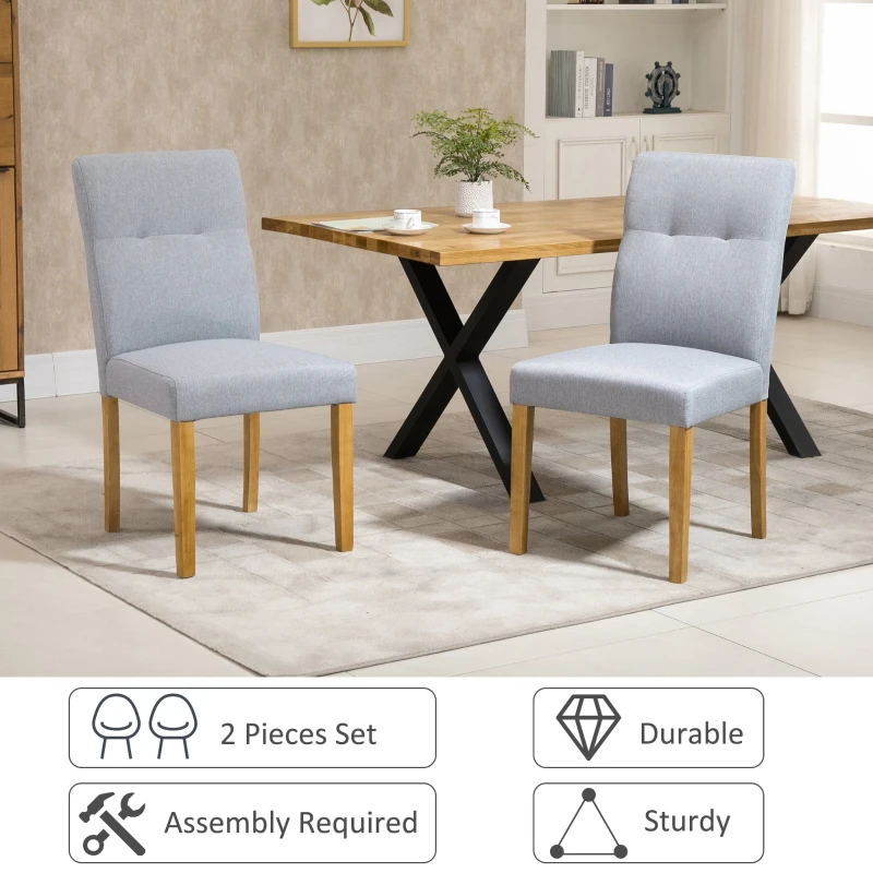 HOMCOM Set 2 Scaune Capitonate Spatar Înalt Picioare de Lemn Tapiţerie Ţesatura