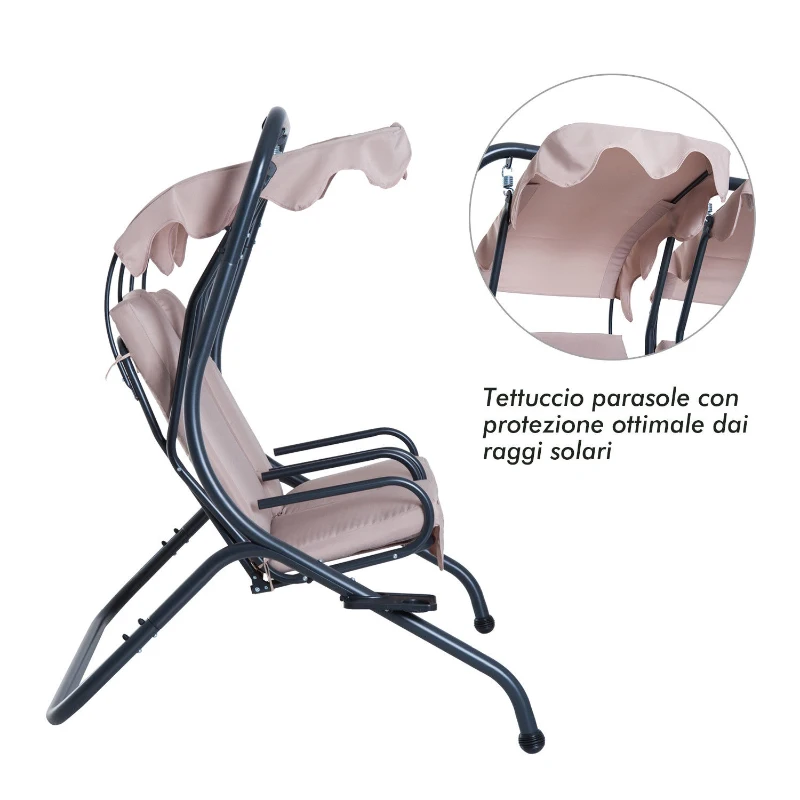 Outsunny leagan de gradina 2 locuri, 170×136 × 170cm, bej