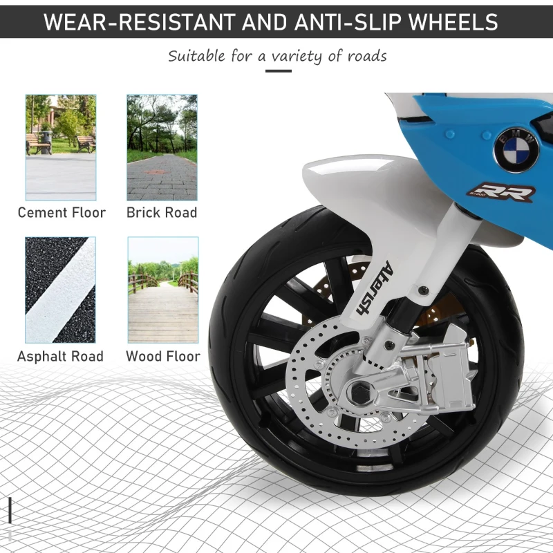 HOMCOM Motoreta Electrica pentru Copii BMW RR 12V, Negru si Albastru
