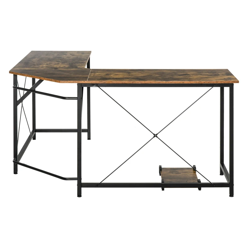 HomCom masa gaming, de colt, raft CPU, 150x150x75cm