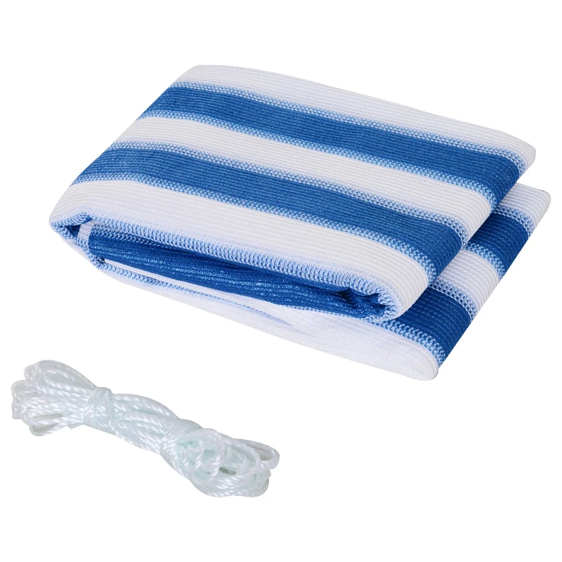 Outsunny Prelata Protectie din HDPE pentru Balcon si Gradina cu Dungi Alb si Albastru 5m0.9m