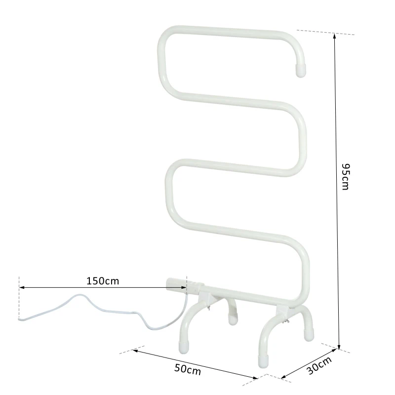 Homcom Suport uscat prosoape Electric 100W cu Forma S Alb 50x30x95cm