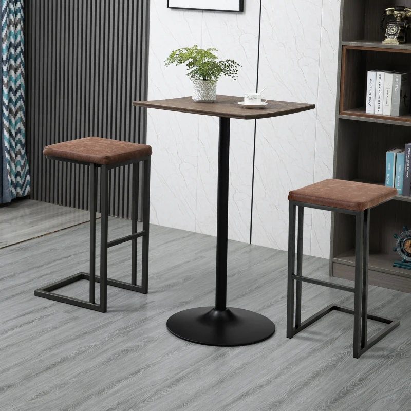 HOMCOM Set 2 Taburete de Bar Stil Vintage Industrial Imitaţie de piele şi Metal