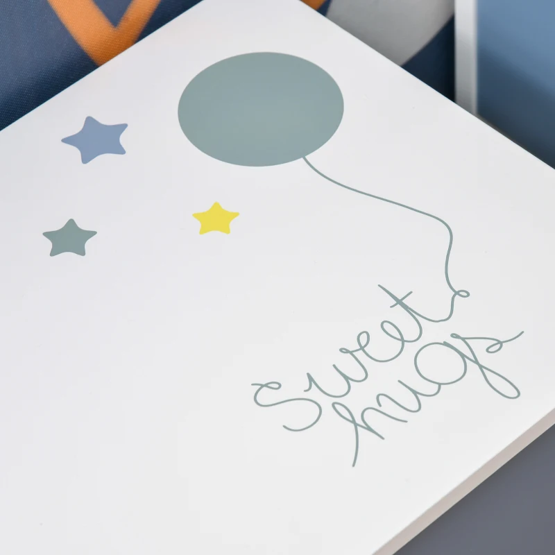 Homcom Cutie pentru Jucarii – Lemn Alb & Albastru, Camera Copii