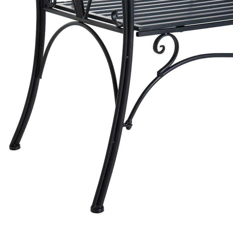 Outsunny Banca pentru Gradina 2Locuri in Metal, 133x51.5x90cm, Negru