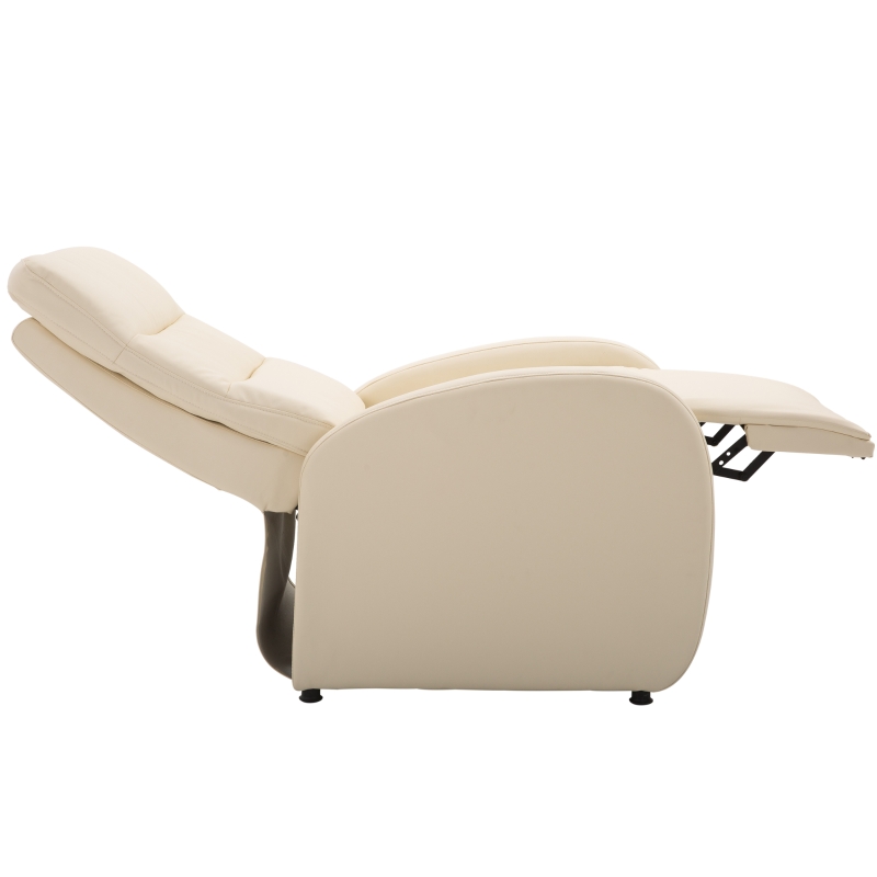 Homcom Fotoliu Relax con Spatar Rabatabil si Taburet  in Piele Ecologica Crem 67 × 89 × 110cm