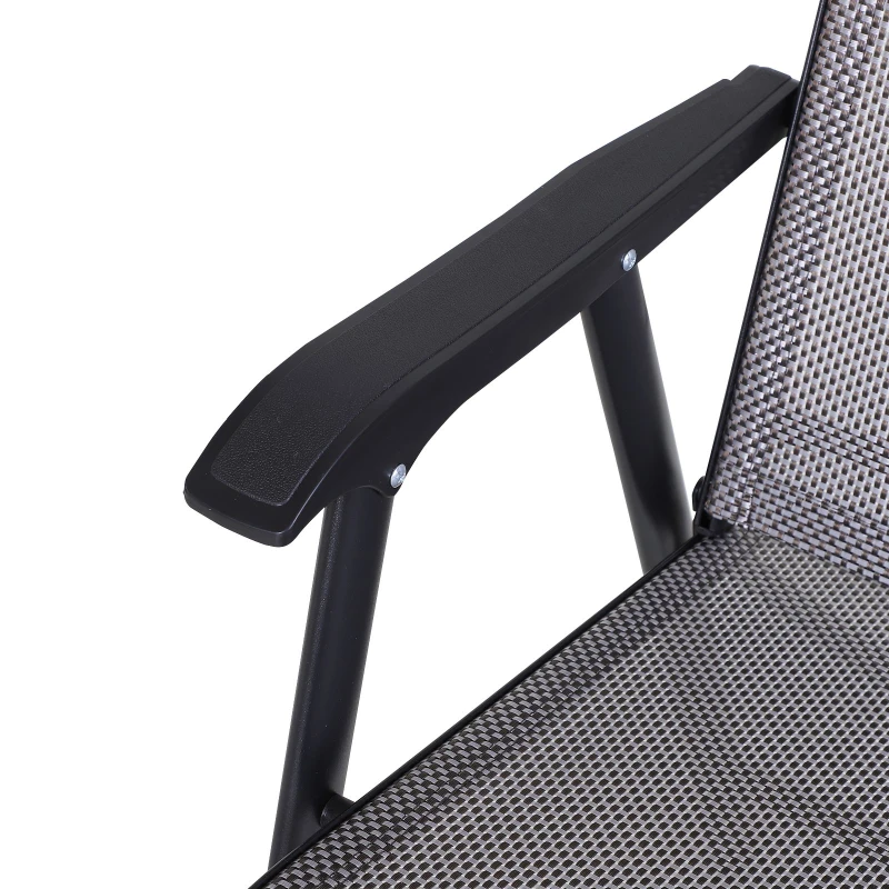 Outsunny Set de 2 Scaune Pliabile pentru Exterior din Otel si Textilene Gri si Negru